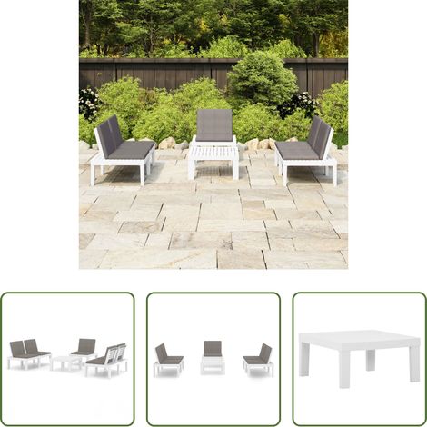 vidaXL Banc de jardin - Salon de jardin 4 pcs avec coussins Plastique Blanc (1/5)