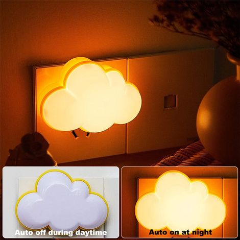 Veilleuse Nuage - Capteur De Luminosité Automatique - LED Blanc Chaud - Pour Chambre D Enfant Chambre De Bébé Escaliers - 1 Pièce (1/5)