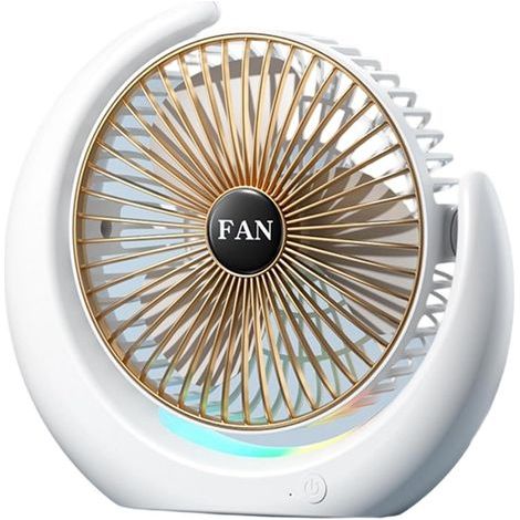 ventilateur silencieux portable,Réglage à 3 niveaux,Recharge USB-C,Anti-pincement,Moteur sans balais,Travailler de chez soi,Blanc (1/5)