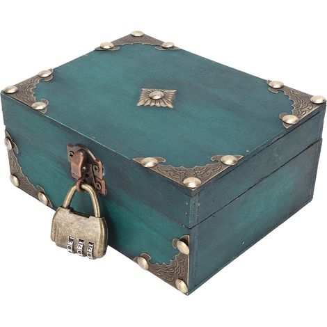 Coffret à bijoux en bois de style vintage raffiné, avec serrure à combinaison et coins renforcés, fabriqué à la main.