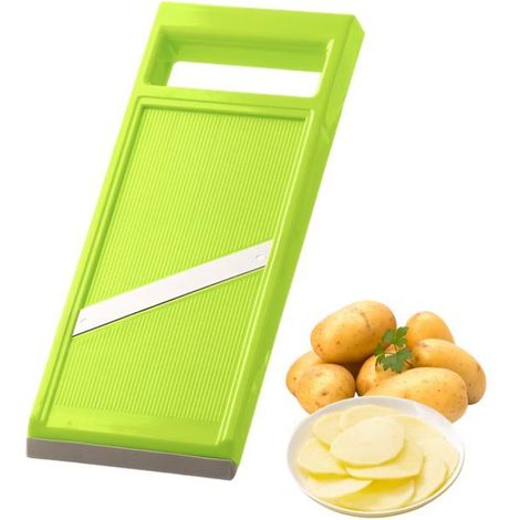 Machine À Croustilles,Éminceur À Main En Acier Inoxydable,Éminceur De Pommes De Terre,Éminceur De Légumes,Machine à Chips (Vert)