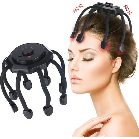 Kopfhautmassagegerät mit 8 Knoten, leistungsstarkes, wiederaufladbares Kopfhautmassagegerät, tragbares Kopfmassagegerät, lindert Schmerzen und Angstzustände. (1/5)