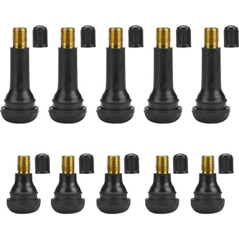 10 Stück Gummi Ventile TR413E/TR41, Reifenventil Schwarz Auto Gummiventil Reifen Autoventil Gummiventil Felgen Ventile Snap-in Gummiventil (1/5)