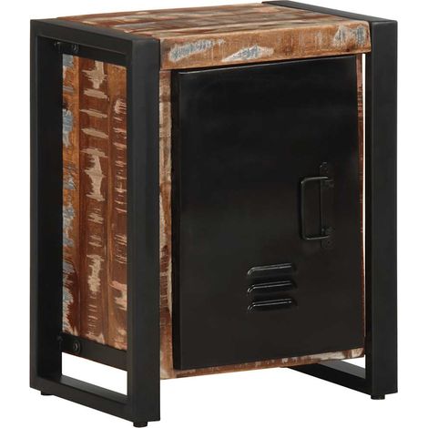 Mesilla de noche-Mesita de noche-Mesapara Dormitorio multicolor 40x30x51 cm madera maciza reciclada