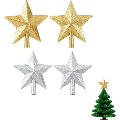 Christmas Tree Topper 10 cm, Gold and Silver Tree Topper Table Decoration for Easter and Carnival, Ornament (1/4)