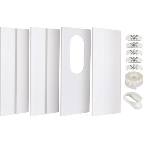 4PCS Kit de Plaque Fenêtre Climatiseur Mobile, Kit de Glissière de Fenêtre Climatiseur Portable, Kit Calfeutrage Fenêtre Coulissante Climatiseur Mobile