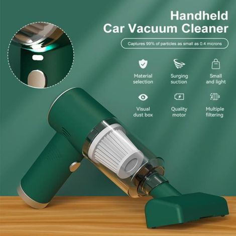 Aspirateur à Main - Anti-acariens - 120W - 2000mAh - Sans sac - Vert (1/4)