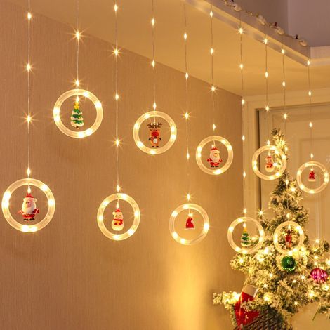Weihnachtsdeko LED - Lichterkette mit Anhänger-Ringen und Schneeflocken, 8 Beleuchtungsmodi, USB-Stromversorgung, für Weihnachtsbaum und Zimmerambiente, Warmweiß-lsw (1/4)