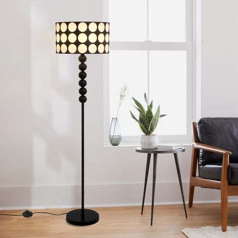 Lampadaire sur Pied Salon Moderne Lampe sur Pied,152cm LED Lampadaires Noir avec Abat-Jour en Tissu Unique et Câble pour la Décoration de la Maison,l'Apprentissage et l'éclairage de Travail(Base E27)