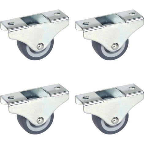 Lot de 4 Roulettes Fixes pour Meubles -25 mm x 13 mm - Capacité de Charge de 135 kg - Roues en TPE - Fixation Directionnelle - Roues Sans Traces sur les Sols Sensibles