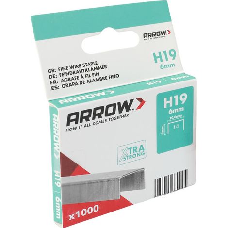 Arrow Tackerklammer Feindraht H19 6 mm Stoff & Gewebe 1000 Stück (1/3)