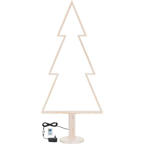 Abete triangolare luminoso con led multicolor e base in legno decorazione natalizia -90 cm (1/4)