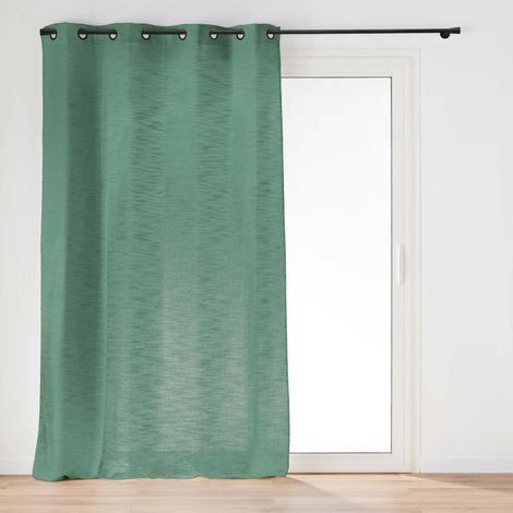 Rideau à Œillets Effet Lin Tissé "Nando" 140x260cm Vert Cèdre