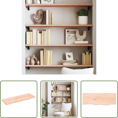 Wandregal Eiche -  Wandregal 80x30x2 cm Massivholz Eiche Unbehandelt (1/5)