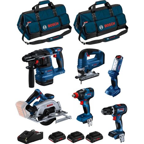 BOSCH Kit BK603BAG (GSB18V-90C +GDX18V-200 +GKS18V-57-2 +GST18V-125B +GBH18V-22 +GLI18V-300 + 3x4,0Ah PC + GAL18V-40 + 2xHDBAG) (1/5)