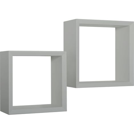 Kubischer 2er set wandregal mod. Ginevra farbe steingrau (1/4)