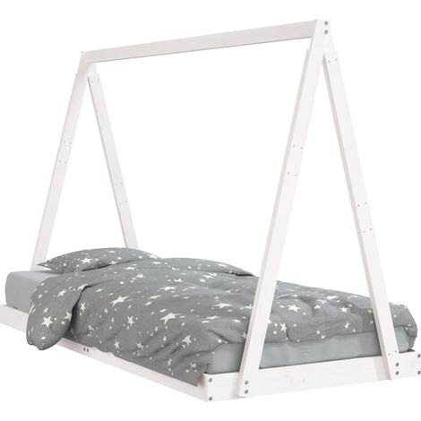 Lit simple Cadre de lit pour enfants blanc 90x200 cm bois de pin massif (1/5)