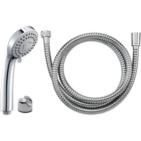 Eurosanit – Douchette NF 3 jets avec flexible inox 1.50m – Raccord G1/2'' – Picots anti-calcaire – Certification NF-EN1112 et NF-EN1113