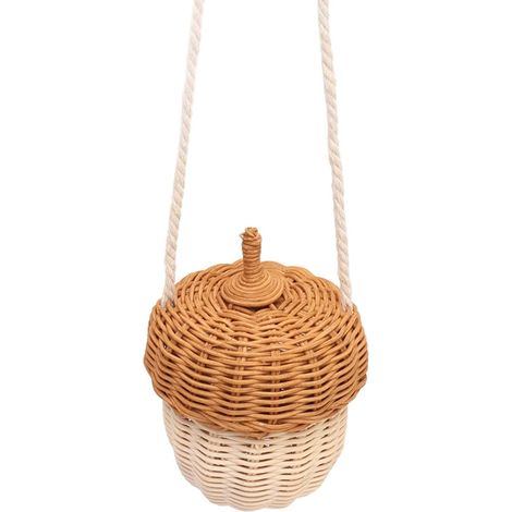 Dekorativer Rattan-Korb in Eichenoptik, zur Wandmontage oder zum Tragen, für Obst, Foto-Requisiten oder Kinderartikel.