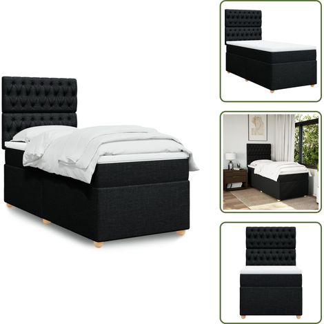 Boxspringbett mit Matratze Schwarz 90x190 cm Stoff - Boxspringbett - Doppelbett - Schlafsystem - Bettsofa - Bettgestell (1/5)