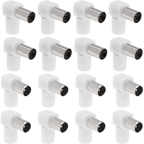 16pcs 90° Angle Prise d'antenne Coaxiale TV Connecteur d'antenne TV Couplage Coaxial Connecteur Coaxial RF Adaptateur Accessoires Électroniques (1/5)