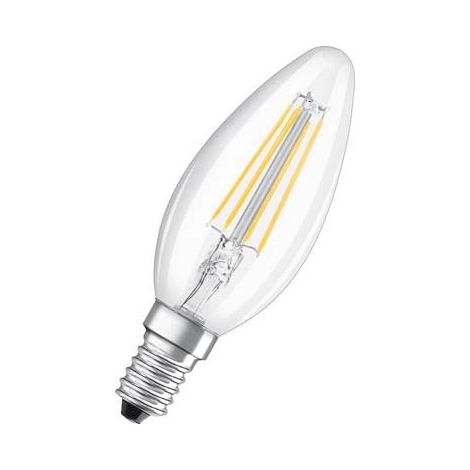 OSRAM Bombilla LED filamento, forma llama, Casquillo E14, 2W Equivalente 23W, 230 V, claro, blanco caliente 2700K, lote de 1 unidad