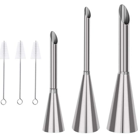 Lot de 3 Douilles à Pâtisserie Inox, Seringue à décorer 5/6/8mm, Accessoires pâtisserie, Ustensiles de décoration gâteaux DIY (1/5)