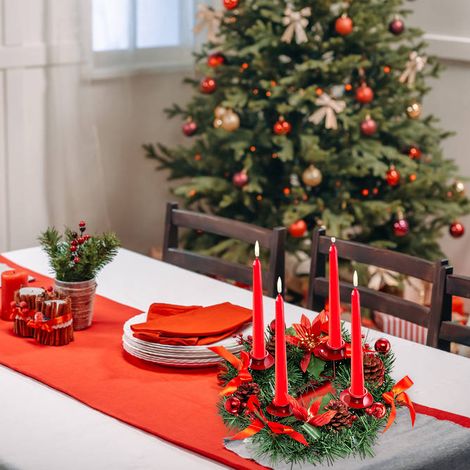 Couronne de l'Avent de Noël, couronne de sapin, composition de Noël, couronne décorative avec bougeoir et ruban (1/5)