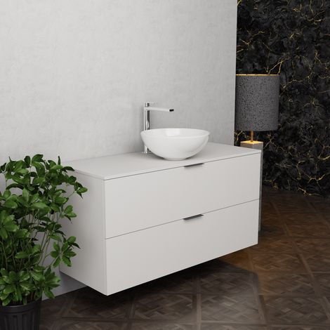 Inda - Meuble de salle de bain L.120 avec vasque à poser / Blanc (1/5)
