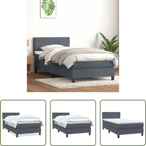 vidaXL Samt - Boxspringbett mit Matratze Dunkelgrau 80x210 cm Samt (1/5)
