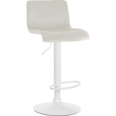 Sgabello da bar x1 con poggiapiedi altezza regolabile schienale basso in velluto crema struttura in metallo bianco 100005831