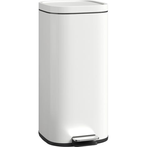 HOMCOM 30L Kitchen Bin, Pedal Bin with Lid, Removable Inner Bucket, Cream