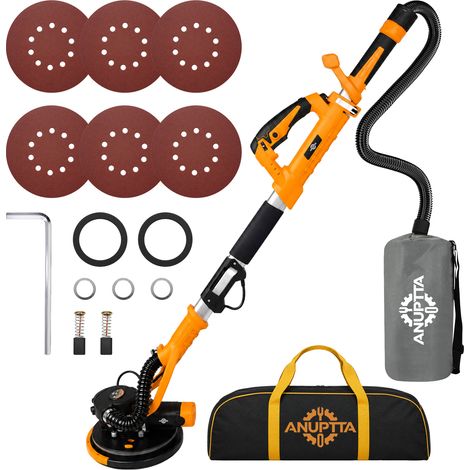 Ponceuse à plâtre mur et plafond, 880 W  plateau Ø 215  patin delta  auto-agrippant  manche télescopique  pour Plaques Plâtre Cloisons Sèches Plaquiste (1/5)