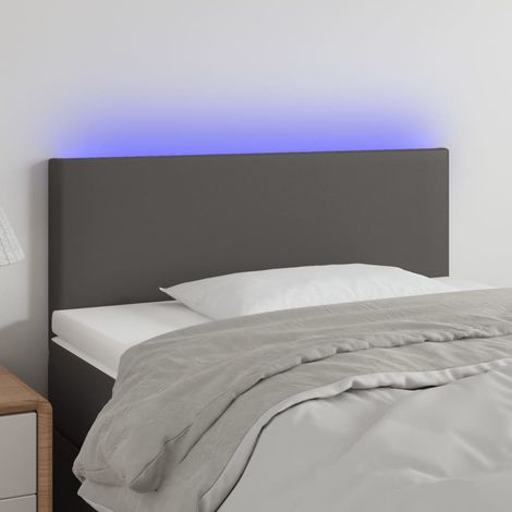 Tête de lit à LED - Design industriel - Pour Lit adulte - Gris 100x5x78/88 cm Similicuir Chic-229738 (1/5)