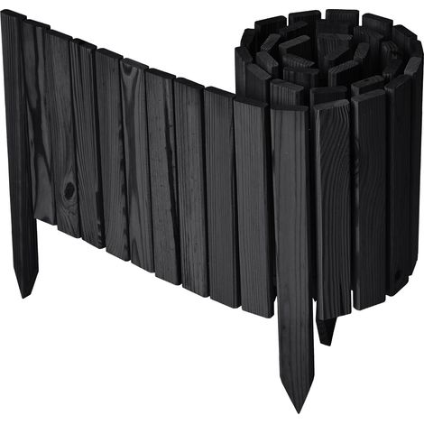 Garronda clôture de Jardin en Bois Bordure Jardin Cloture Jardin Exterieur, Palissade Bordurette Longueur: 200 cm GD-0149 (Graphite, Hauteur : 30 cm)