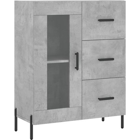 Aparador buffet cómoda mueble mueble de almacenaje organizador cocina salón salón 69,5 x 34 x 90 cm madera contrachapada gris 020032049