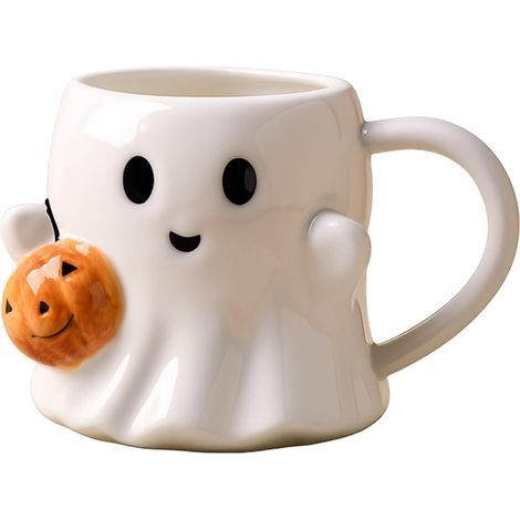Keramik-Geister-Kaffeebecher – 600 ml (20 oz) – Gruseliges Kürbisdesign, bezaubernder Geisterbecher für Herbstdekoration und Kaffeeliebhaber in der Weihnachtszeit (1/5)