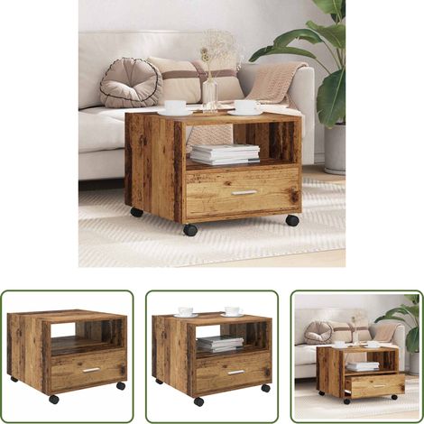 Holz - Couchtisch mit Schubladen Altholz 55 x 55 x 45 cm Holzwerkstoff (1/5)