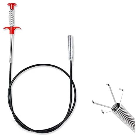 Déboucheur de canalisation Flexible et Puissant, 90 cm d'évier Serpent Grabber Spring Drain Hair Remover Outil pour évier Cuisine, Salle Bain, Toilettes (Noir) Noir, 90cm - (1/5)