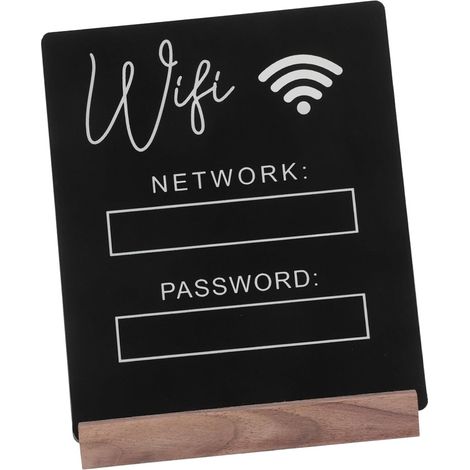 Signe Wifi Acrylique avec Socle Bois Panneau Code Réseau Transparent pour Accès Facile Support Bureau et Hôtel Polyvalent avec Stylo Signalétique Wifi Clair (1/5)