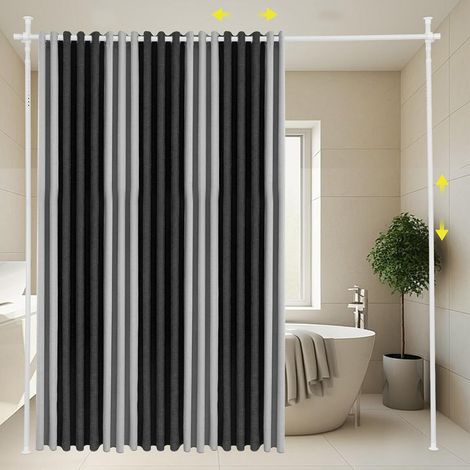 Raumteiler Paraventgestell Gardinenstange Flexibel Verstellbarer Paravent Raumtrenner Ohne Vorhang Höhenverstellbar Freistehend Teleskop Trennwand Für Schlafzimmer Wohnzimmer Weiß