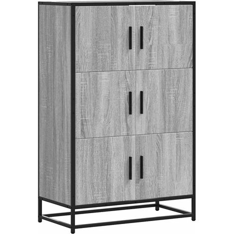 Maison La Vie - Buffet haut pour salon - Meuble de rangement sonoma gris 68x35x106,5 cm bois ingénierie et métal bu1613