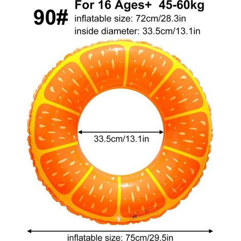 Thick inflatable orange-shaped float (1 piece), ideal for the pool and summer parties at the beach or pool. (1/5)