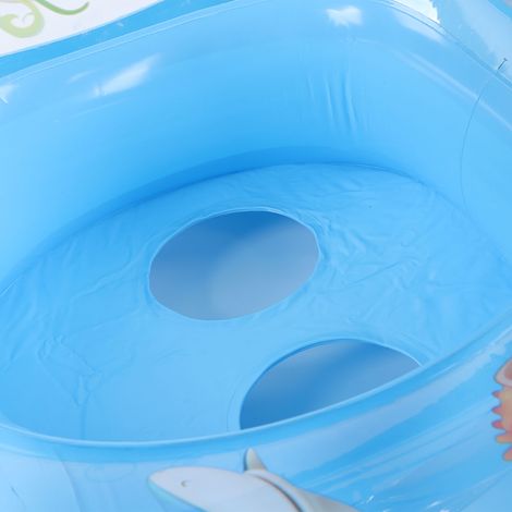 Bouée bébé avec pare-soleil, siège de natation, jouet gonflable en forme de bateau avec auvent et poignée, petite clochette bleue (1/5)