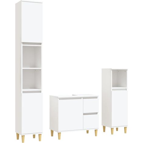 Maison Exclusive - Set di Mobili da Bagno 3 pz Bianco in Legno Multistrato
