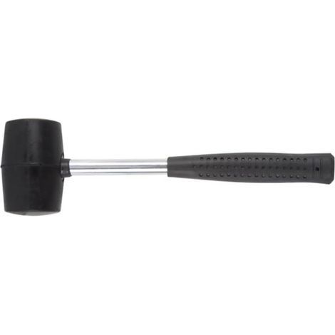 Maillet en caoutchouc 200 g avec manche en métal et tête souple, idéal pour camping, bricolage et pose de sols (1/4)