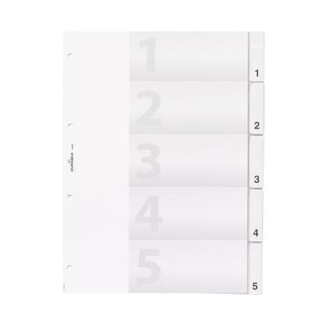 Ordnerregister DIN A4 1-5 blanko Kunststoff transparent 5 Registerblätter (1/4)