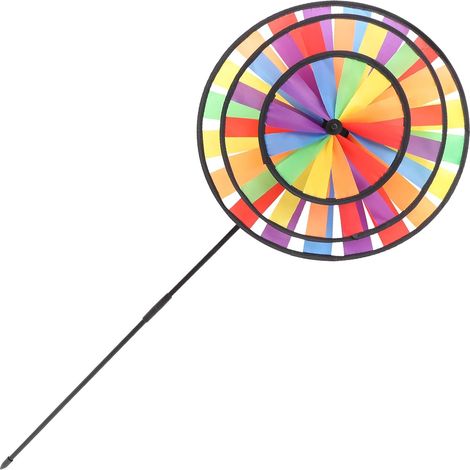 Grande mulino a vento arcobaleno in tessuto a tre strati, decorazione esterna resistente al vento per giardino e regali per ragazzi e ragazze (1/5)