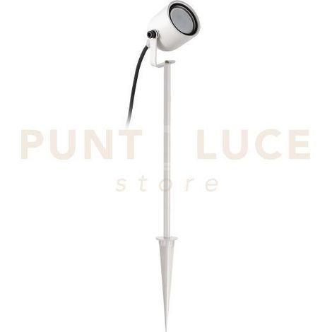 GES2290 PROIETTORE CON PICCHETTO 1 LUCE ATTACCO GU10 IN ALLUMINIO E VETRO BIANCO OPACO H.60CM