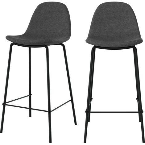 Set de 2 sillas para isla central en tela gris oscuro 65 cm - Henrik